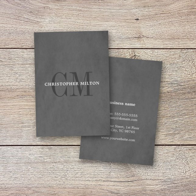 Carte De Visite Texture moderne élégante Gris Monogramme Consultan (Créateur téléchargé)
