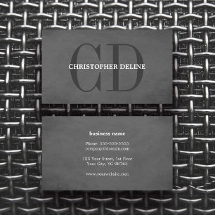 Carte De Visite Texture moderne élégante Gris Monogramme Consultan