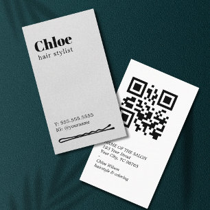 Carte De Visite Texture Moderne Épingles à Cheveux Gris Clair Salo