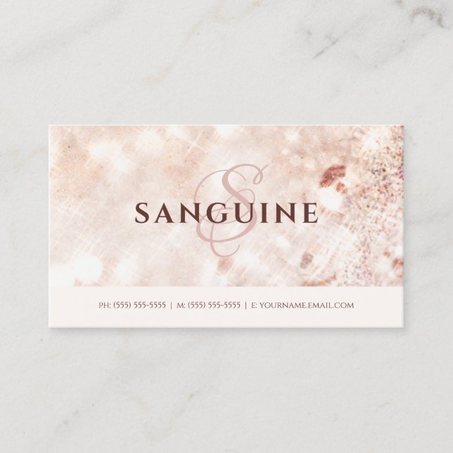 Carte De Visite Texture Monogramme Sanguine Rosé (Devant)