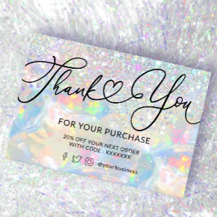 carte de visite texture opale pailletée merci