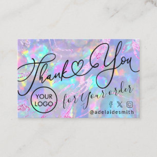 carte de visite texture opale script merci