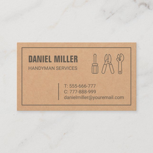 Carte de visite texture outils de bricolage (Devant)