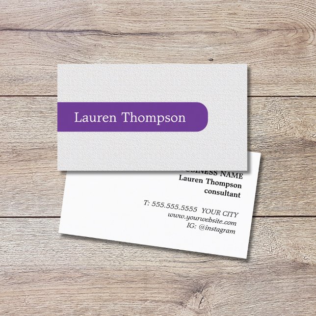 Carte De Visite Texture pastel élégant blanc violet Consultant (Créateur téléchargé)