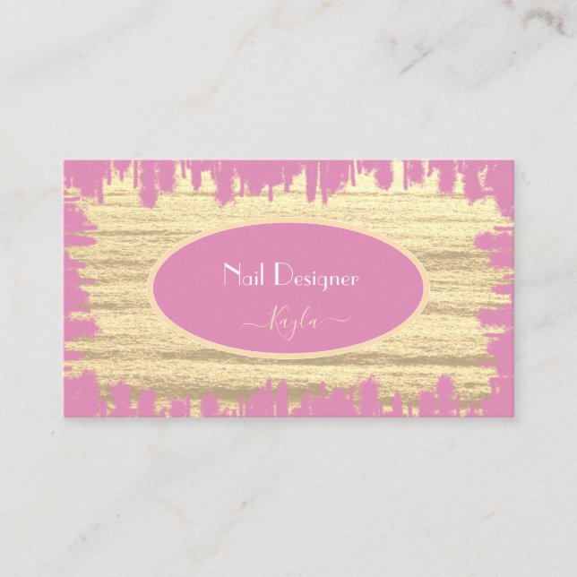 Carte De Visite Texture rose-beige moderne Imprimer ongles Studio (Devant)