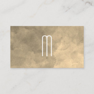 Carte De Visite Texture Sepia Aquarelle Monogramme