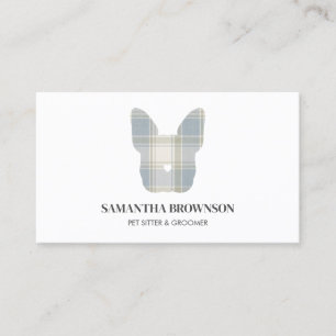 Carte De Visite Texture Tartan BullDog Français Garde d'animaux