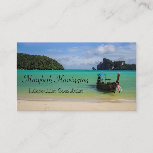 Carte De Visite Thaïlande Travel Beach Photo avec Fishing Boat (Devant)