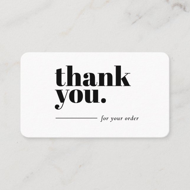 Carte De Visite Thank You Business Card Plain Simple Gratitude (Devant)