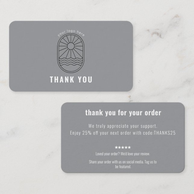 Carte De Visite Thank You Card Discount Code Review Logo Business (Devant / Derrière)