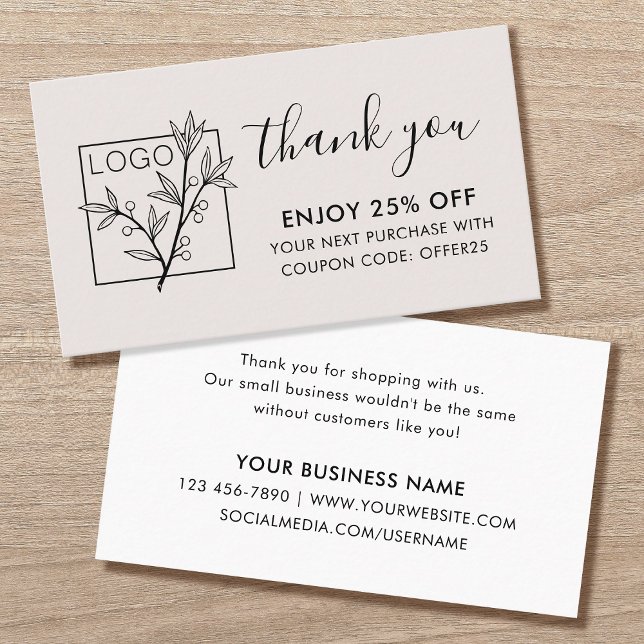 Carte De Visite Thank You For Shopping Custom Logo Off-White (Créateur téléchargé)