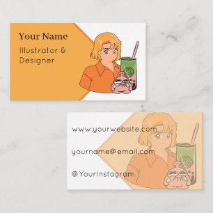Carte De Visite Thé aux bulles de matcha – Gi anime orange esthéti