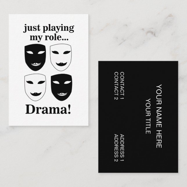 Carte De Visite Théâtre Masque Directeur de scène Arts de la scène (Devant / Derrière)