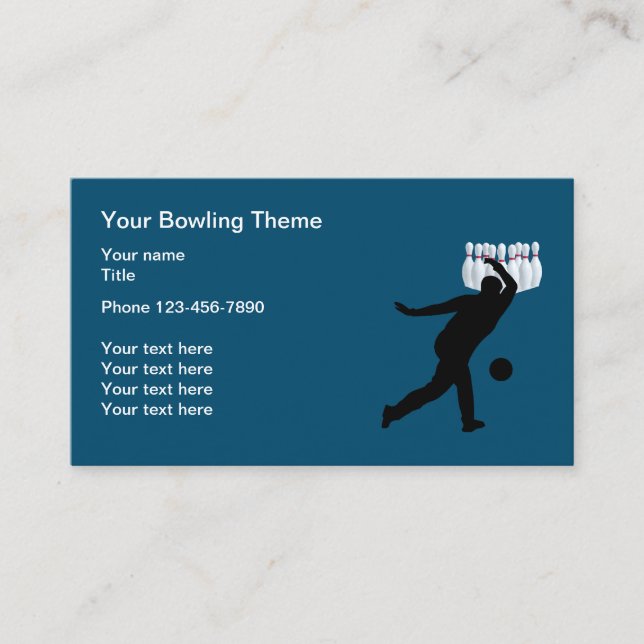 Carte De Visite Thème Bowling Unique (Devant)