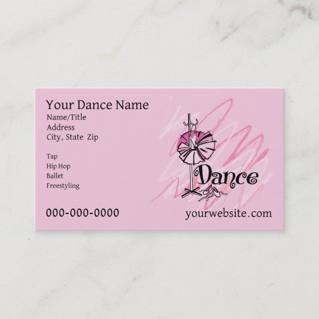 Carte de visite Thème Danse (Devant)