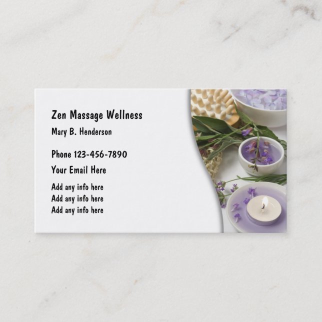 Carte De Visite Thème de bien-être de massage (Devant)
