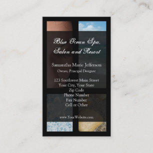 Carte De Visite Thème de complexe de spa de luxe bleu et noir
