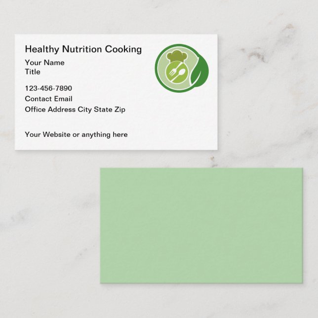 Carte De Visite Thème de cuisine saine et de nutrition (Devant / Derrière)