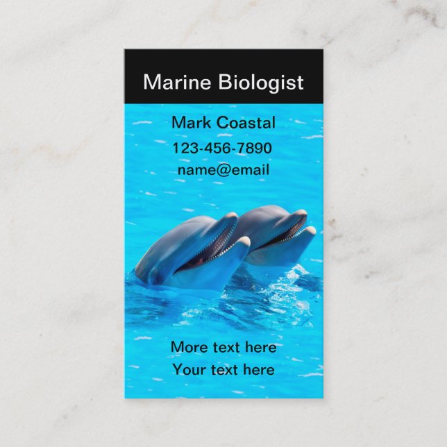Carte De Visite Thème de dauphin de biologiste marin (Devant)