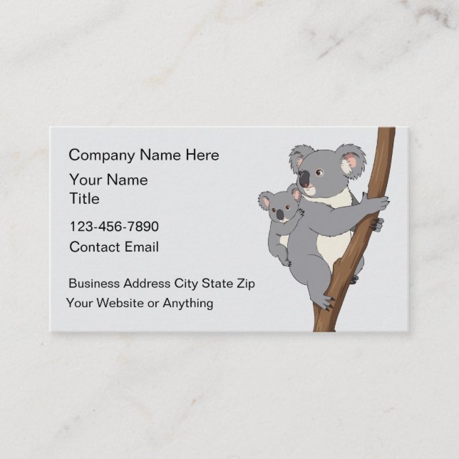 Carte De Visite Thème de koala naturel de la nature (Devant)