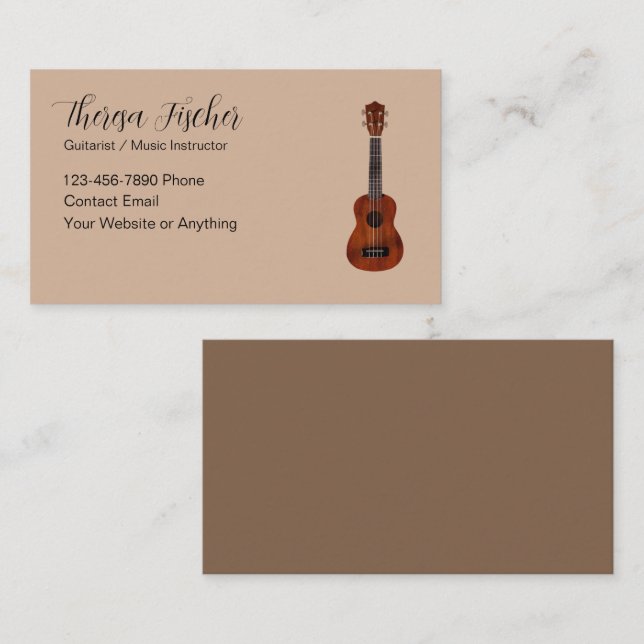 Carte De Visite Thème de leçons de guitare pour professeur de musi (Devant / Derrière)