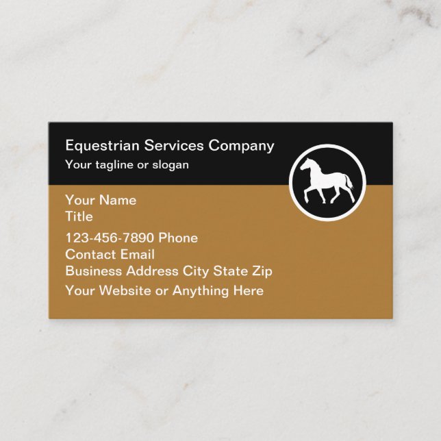 Carte De Visite Thème de logo équestre simple Thème de cheval (Devant)