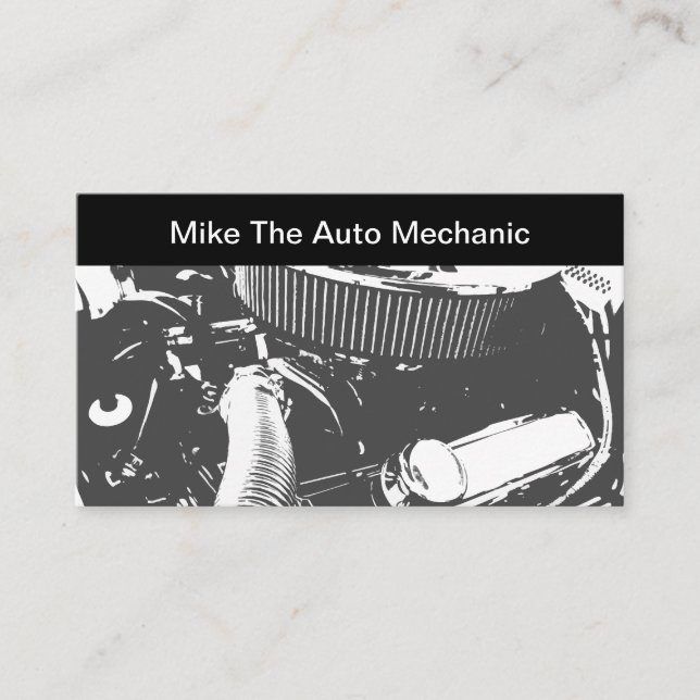 Carte De Visite Thème de mécanicien automobile (Devant)
