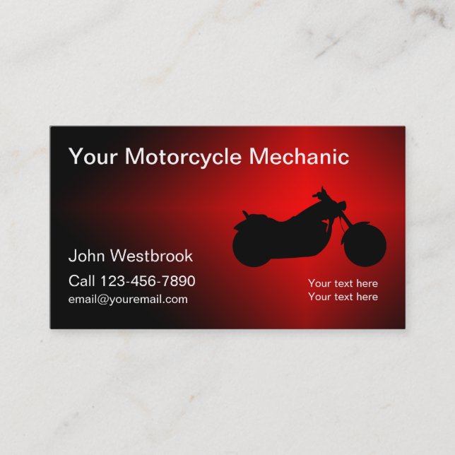 Carte De Visite Thème de mécanicien de moto cool (Devant)