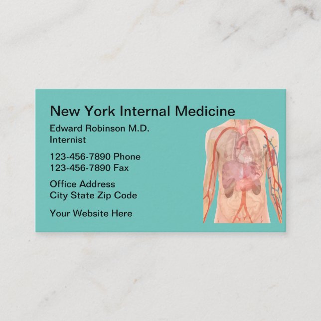Carte De Visite Thème de médecin interniste (Devant)