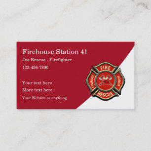 Carte De Visite Thème de pompier de caserne de pompiers moderne