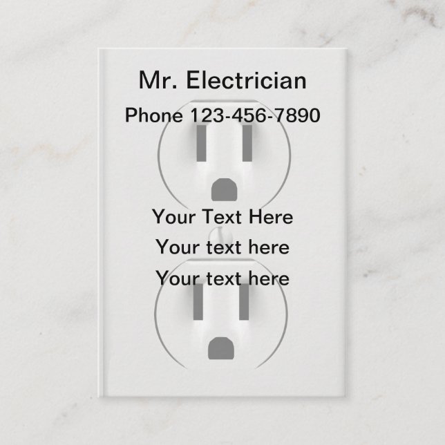 Carte De Visite Thème de prise électrique d'électricien (Devant)