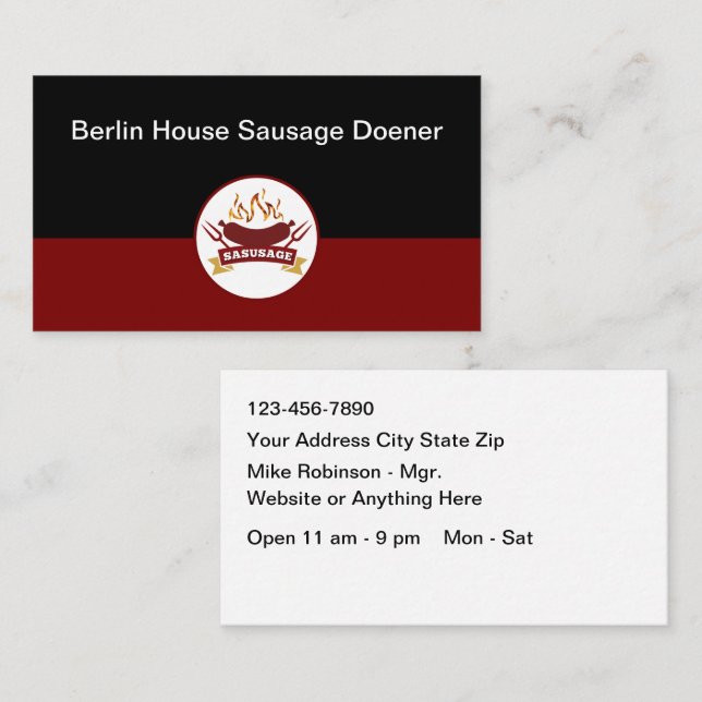 Carte De Visite Thème de restaurant de saucisses grillées (Devant / Derrière)