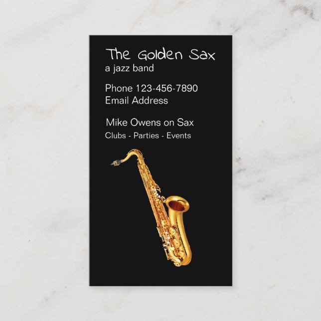 Carte De Visite Thème de saxophone jazz (Devant)