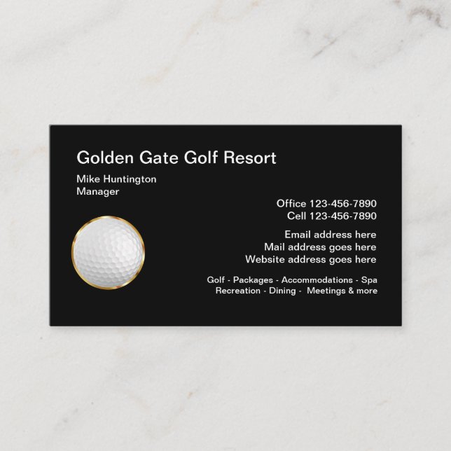 Carte De Visite Thème de vacances de golf classe  (Devant)