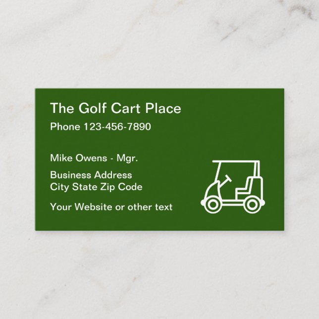 Carte De Visite Thème de voiturette de golf (Devant)
