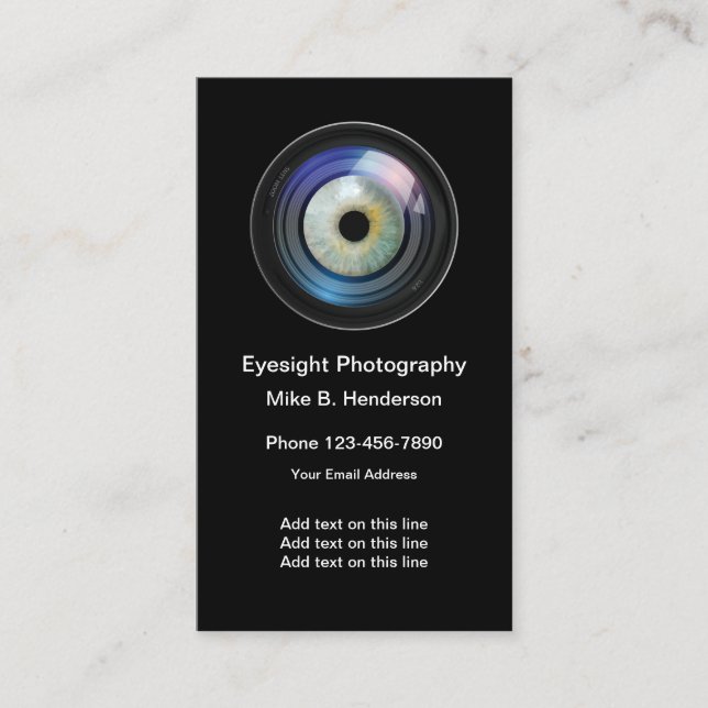 Carte De Visite Thème d'objectif d'appareil photo unique pour la p (Devant)