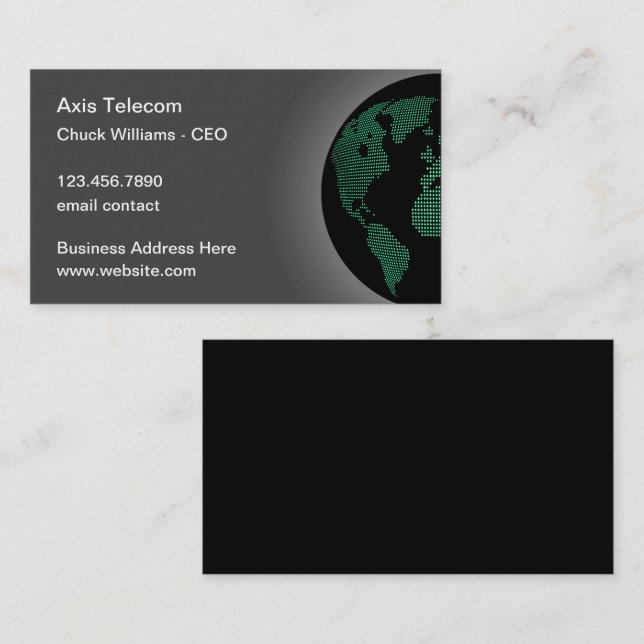 Carte De Visite Thème du Globe des télécoms (Devant / Derrière)