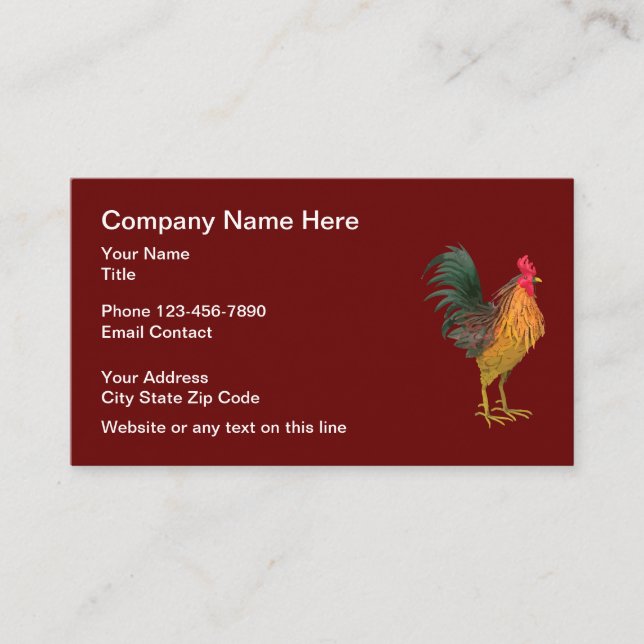 Carte De Visite Thème du logo du coq (Devant)