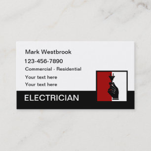 Carte De Visite Thème Électricien Électrique Moderne Unique