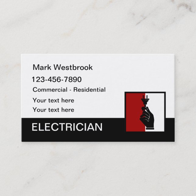 Carte De Visite Thème Électricien Électrique Moderne Unique (Devant)