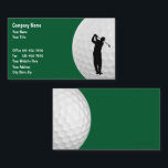 Carte De Visite Thème Golf Sports<br><div class="desc">Modèle de carte de visite de golf avec véritable graphique de balle de golf et golfeur dans un style moderne qui Inclut une mise en page de texte que vous pouvez customiser en ligne pour un parcours de golf ou un carte de visite de boutique de golf. Vous pouvez également...</div>