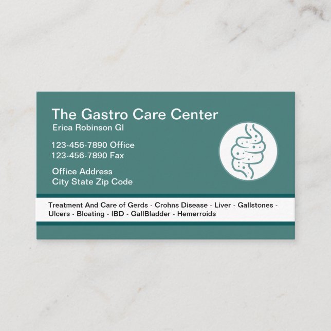 Carte De Visite Thème Intestinal Gastro-entérologue (Devant)