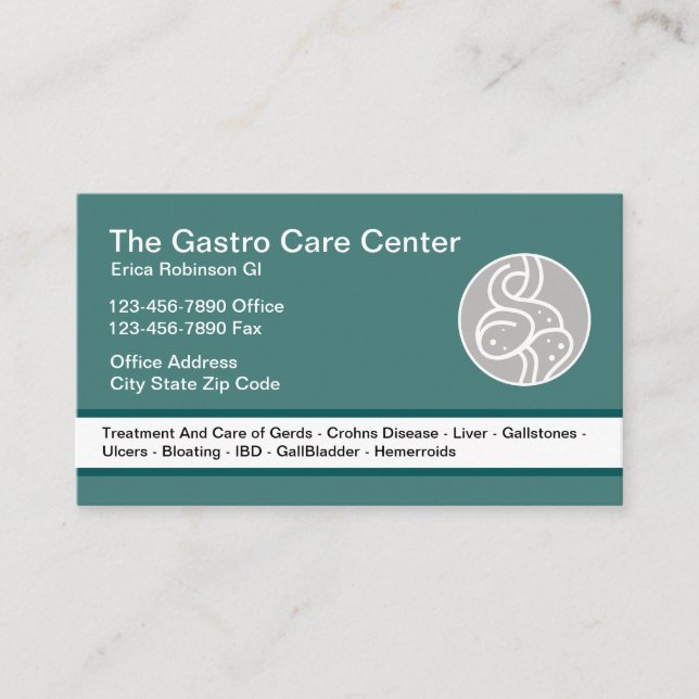 Carte De Visite Thème Intestinal Gastroentérologue (Devant)