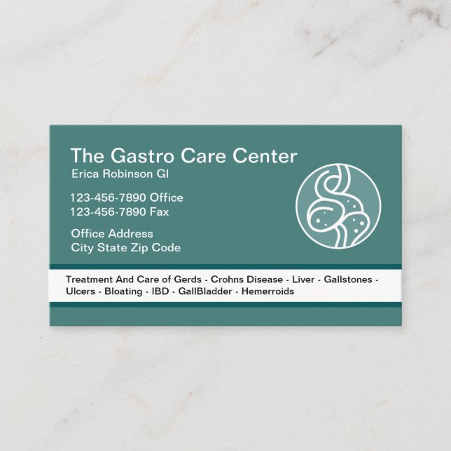 Carte De Visite Thème Intestinal Gastroentérologue (Devant)