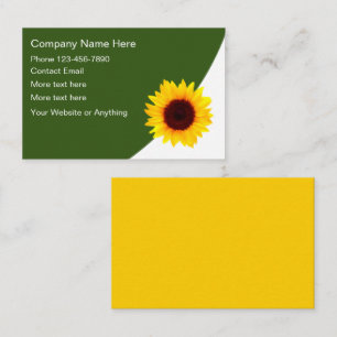 Carte De Visite Thème Nature Tournesol Minimaliste Moderne