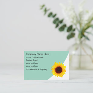 Carte De Visite Thème Nature Tournesol Minimaliste Moderne