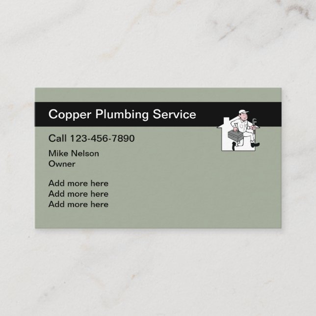 Carte De Visite Thème Plumber simple (Devant)