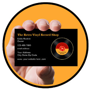 Carte De Visite Thème Retro Vinyl Record Store 45 tr/min
