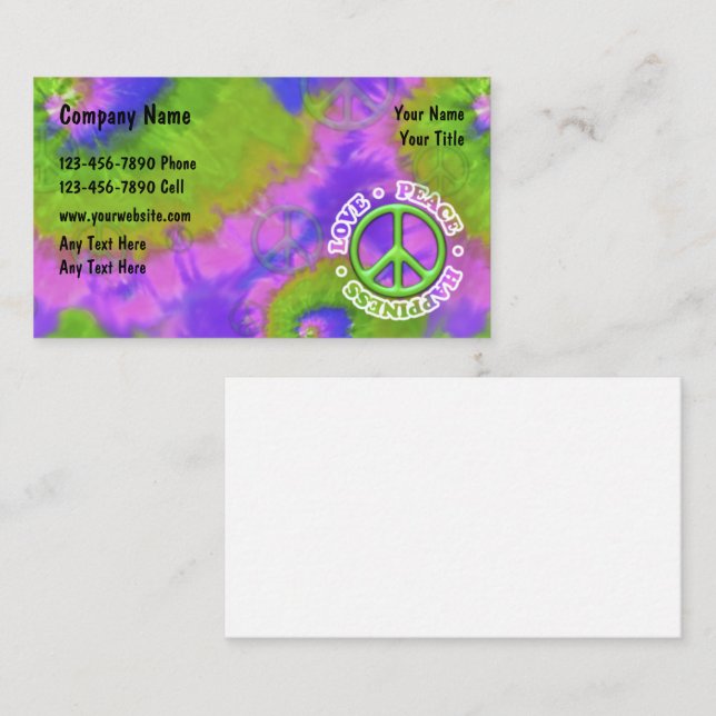 Carte De Visite Thème Tie Dye Rétro (Devant / Derrière)