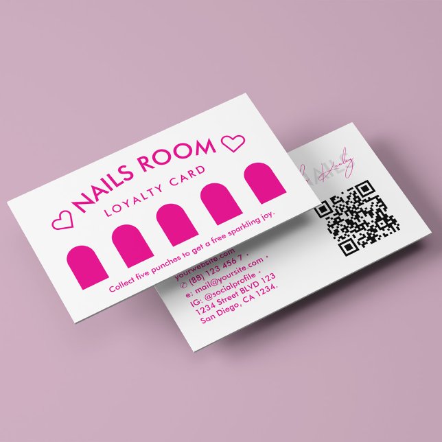 Carte De Visite Thérapeute à ongles minime Spa Loyauté rose (Minimal Nail Therapist Spa Pink Loyalty Business Card
)